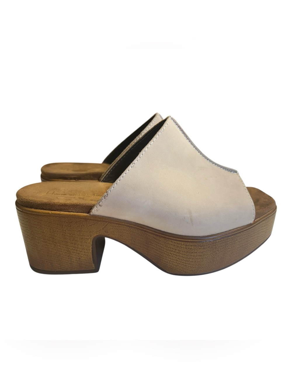 House of Harlow 1960 Griffin Ivory Leather Platform Mule Clogs Size 9